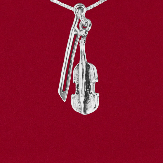 925 sterling silver violin or viola 2 piece movable musical instrument charm pendant