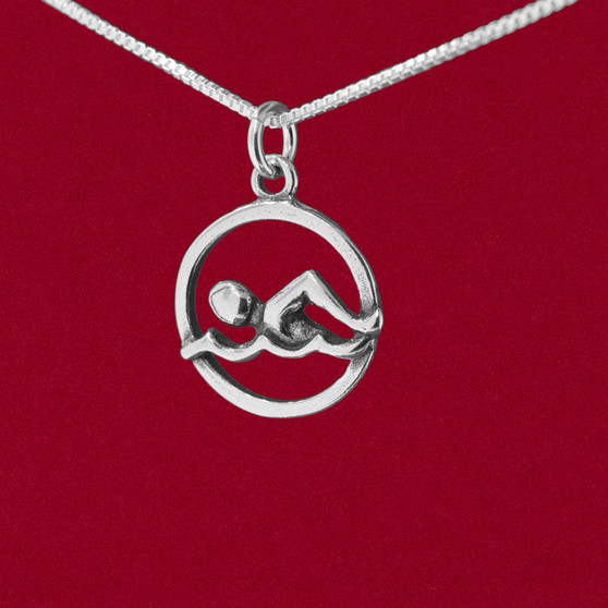 925 sterling silver swim medallion charm pendant