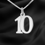 number 10 pendant charm necklace, 10th anniversary charm, 10th birthday charm, uniform number charm, 10th year milestone charm, 925 solid sterling silver