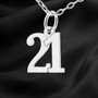 number 21 pendant charm necklace, 21st anniversary charm, 21st birthday charm, uniform number charm, 21st year milestone charm, 925 solid sterling silver