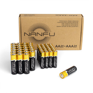 NANFU 24 Double AA + 24 Triple AAA Batteries 48 Count Combo Pack