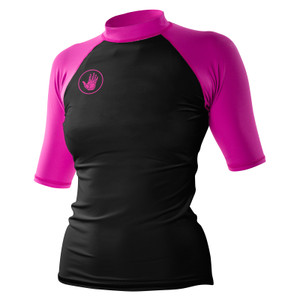 Body Glove Women‚Äôs Raglan Fitted Short Arm Rashguard Black Pink L