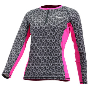 Speedo Performance Female Zip Front Rashguard L/S, Black/Electric Pink - M