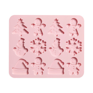 Ventray Gingerbread Man Snowflake Christmas Holiday chocolate silicone mold pink