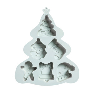 Ventray 6 Cavities Christmas Tree Silicone Cake Mold Blue