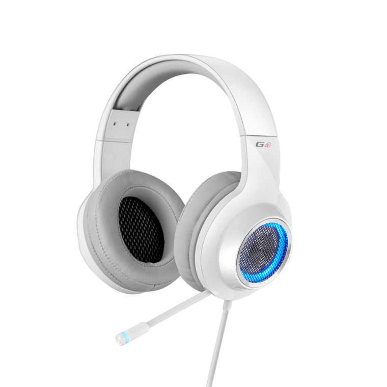 Edifier G4 Computer Gaming Headset Retractable Boom Mic LED Light Open Back - White