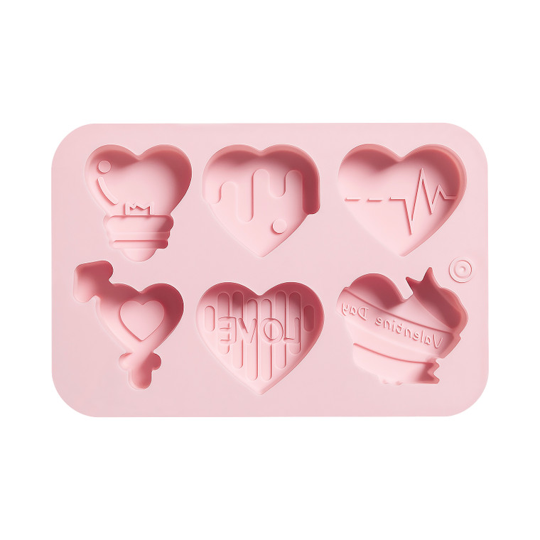 Ventray 6 Holes Heart Shaped Silicone Mold Pink