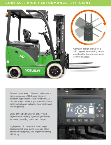 NOBLELIFT FE4C50 — 5,000-Lb Cushion-Tire Lithium Forklift