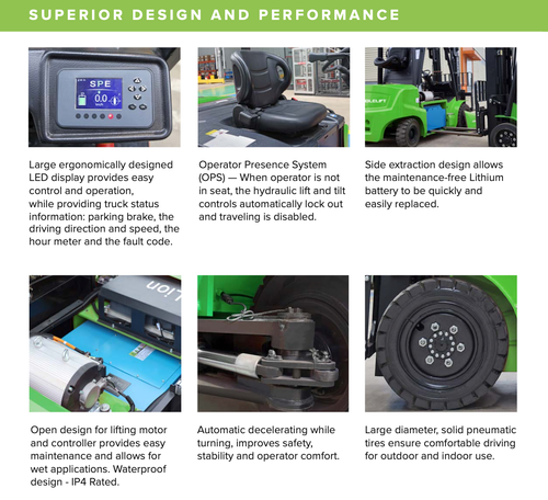 NOBLELIFT FE4P100Q— 10,000-Lb Pneumatic-Tire Lithium Forklift