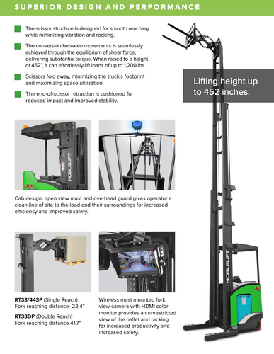NOBLELIFT RT44SP—4,400-Lb Lithium Stand-Up Pantograph Reach Truck