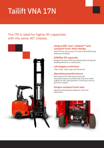 TAILIFT 17N—3,300-Lb Articulated VNA Forklift