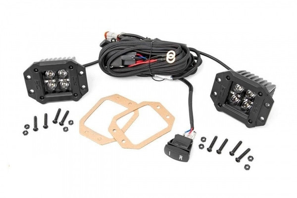 Arctic Cat Prowler/Wildcat 2-inch Flush Mount LED Lights Pair Black Series with Amber DRL by Rough Country - 70803BLKDRLA-EAO