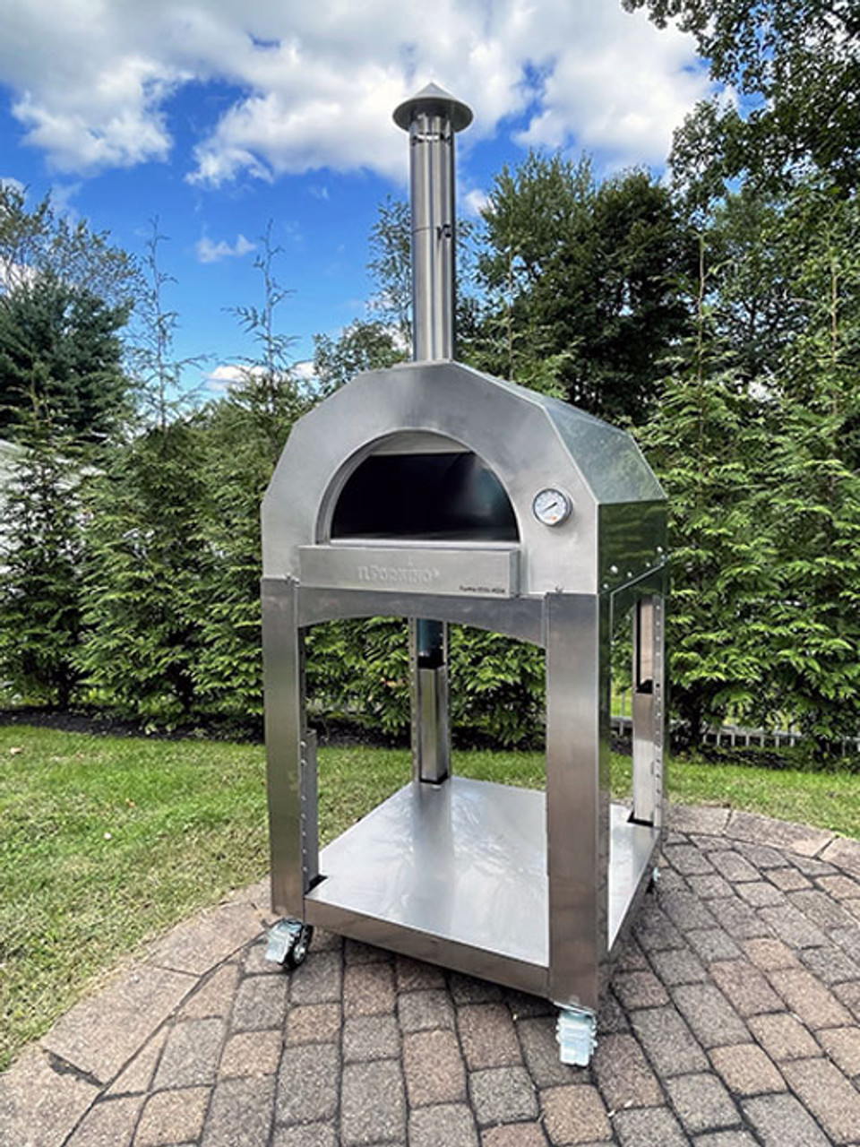 ilFornino® Fiamma Rossa– Media Stainless Steel Wood Burning Pizza Oven with Adjustable Height Stand