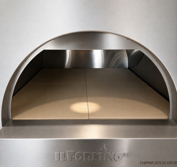 Fiamma Rossa – Grande Stainless Hybrid Gas and Wood Fired Oven with Adjustable Height Stand - ilFornino®
