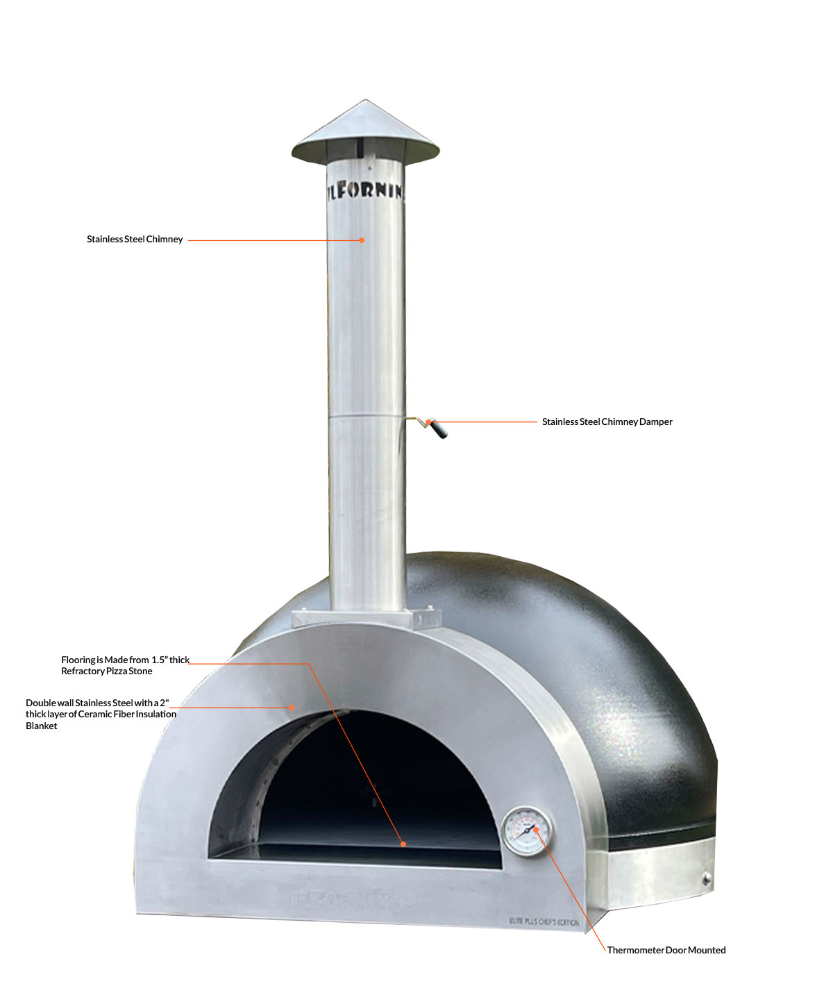 Double Pizza Oven Door - Stainless Steel.