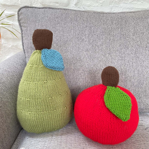 Apples and Pears Mini Cushions Knitting Pattern Apples and Pears Mini Cushions Knitting Pattern