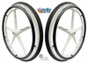 Set of 2 X-CORE Wheels 24" (540) WHITE Color & SHOX Tires and Pushrims
