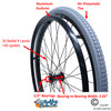 SET of 2,  24"x1 3/8" (540mm) PNEUMATIC ASSEMBLY, 36Spoke Rim TIRES & TUBES. PUSH RIMS