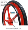 Set of 2 X-CORE Wheels 24" (540) RED Color With PRIMO STREET Tires & Push Rims