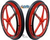 Set of 2 X-CORE Wheels 24" (540) RED Color With PRIMO STREET Tires & Push Rims