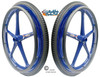 Set of 2 X-CORE Wheels 24" (540) BLUE Color With PRIMO STREET Tires & Push Rims