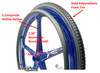 Set of 2 X-CORE Wheels 24" (540) BLUE Color With PRIMO STREET Tires & Push Rims
