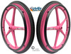 Set of 2 X-CORE Wheels 24" (540) PINK Color With PRIMO STREET Tires & Push Rims