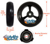 5" X 1" Aluminum 3 Spoke Wheel, Black Rim / Soft Urethane Tire with 5/16" bearings.