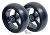 5" X 1.4" Aluminum 3 Spoke Wheel, Black Rim / Soft Urethane Tire with 5/16" bearings.