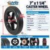 7" x 1.25" Solid Wheel with Bearings and Hub Width 1.6" | Set of 2