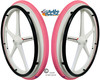 Set of 2 X-CORE Wheels 24" (540) WHITE Color & SHOX Tires in PINK COLOR