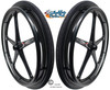 Set of 2 X-CORE Wheels 24" (540) BLACK Color With SOLID STREET2 Tires & Push Rims