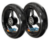 4" X 1" Aluminum 3 Spoke Wheel, Black Rim / Soft Urethane Tire with 5/16" bearings.