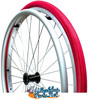 24" x 1" Wire Spoke (30 Spokes) Wheel With Solid Shox G1 Red Color Tread