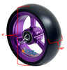 4" X 1.4" Aluminum 3 Spoke Wheel, Purple Rim, Soft Urethane Tire with 5/16" bearings.