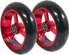 5" X 1" Aluminum 3 Spoke Wheel, Red Rim / Soft Urethane Tire with 5/16" bearings.