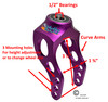 5" Aluminum Caster Fork With Curved Arms- Purple Anodized. Price is for a set of 2 Forks