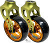 Green Aluminum Caster Fork Assembly With 4x1.40 Soft Roll Wheels in Gold Color