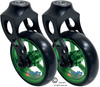 Aluminum Caster Fork Assembly With 5x1 Soft Roll Wheel-Green Rim Aluminum Caster Fork Assembly With 5x1 Soft Roll Wheel-Green Rim