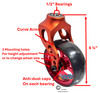 Orange Aluminum Caster Fork Assembly With 5x1.40 Soft Roll Red Wheels