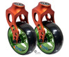 Orange Aluminum Caster Fork Assembly With 5x1.40 Soft Roll Green Wheels