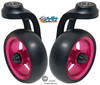 Single Sided Aluminum Caster Fork (Black) Assembly With 4"x1.40" Pink Wheel. Set of 2