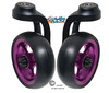 Single Sided Aluminum Caster Fork (Black) Assembly With 4"x1.40" Purple Wheel. Set of 2