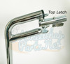 FR451L- TOP LATCHING  ELEVATING LEGREST W/ ADJUSTING CLAMP. STANDARD - LEFT PIN SPACING - 3 1/8"