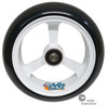 SHIVOSPYN 5" X 1.4" Aluminum 3 Spoke Wheel, WHITE Rim / Soft Urethane Tire with 5/16" bearings.