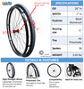 SET of 2, 26"x1 3/8" (590mm) PNEUMATIC ASSEMBLY, 36Spoke Rim, Racer Grey TIRE & TUBE. PUSH RIMS