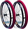 SET of 2,  26"x1 (590mm) 36 Spoke Rim with SHOX Solid Tire in Red Color