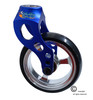 Aluminum Blue Caster Fork Assembly With 4x1 Soft Roll Wheel-Silver Rim