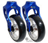Aluminum Blue Caster Fork Assembly With 4x1 Soft Roll Wheel-Silver Rim