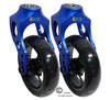 Aluminum Blue Caster Fork Assembly With 4x1 Soft Roll Wheel-Black Rim